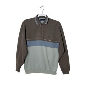 Puritan Long Sleeve Polo Sweater | Colorblock Knit | Old Money | Mens Size Small